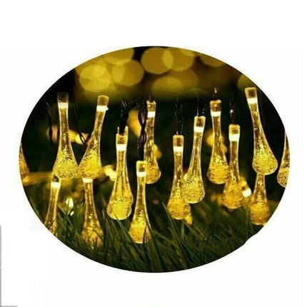 2X LED Solar Powered String Fairy Lights Raindrop Outdoor Garden Party Xmas Decor