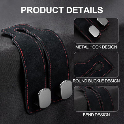 2pc Car Hook Seat Back Storage Hook Car Seat Back Double Hook Leather Car Holder