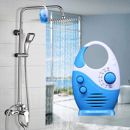 AM FM Shower Radio Hanging Bathroom Radio Easy Tuning and Volume Control （Blue）