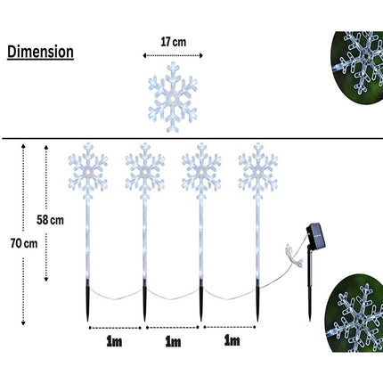 4 Pieces 40 LED Blue Snowflakes Solar Christmas Garden Lights