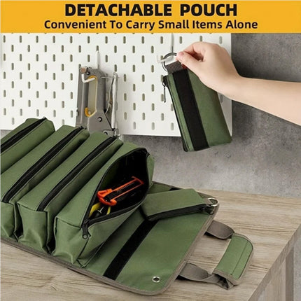 Big Pouch Tool Bag Large Wrench Roll Heavy Duty Bag Oxford Tool Roll Organizer Green