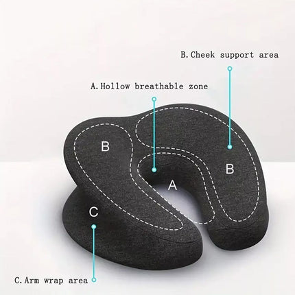 Universal Massage Table Face Cushion Pillow U Shape Head Face Down Rest Pillow Dark-Grey