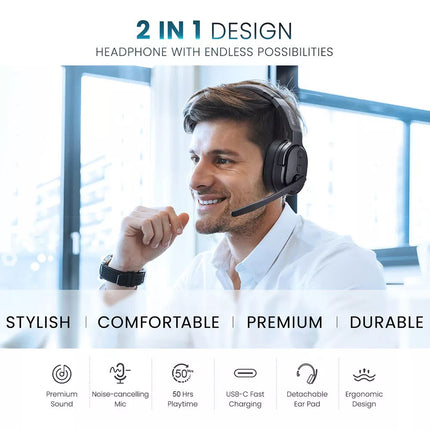 Removable Trucker Driver Headphone Over Ear Wireless Bluetooth Headset Mic