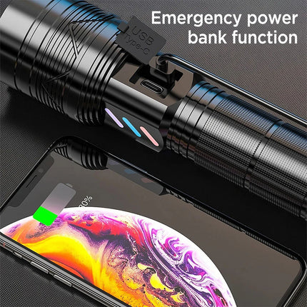 1500000lm LED Flashlight Torch Zoom Light Super Bright Camping Rechargeable Lamp