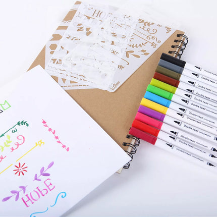 100Pcs Acrylic Paint Drawing Pens Brush & Fine Dual Nib Markers DIY Artist