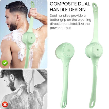 Electric Body Brush Back Scrubber Dual Handle Auto Spinning Waterproof Rotating