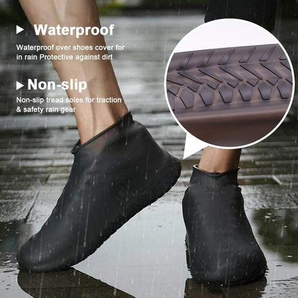 Shoe Cover Waterproof Silicone Non-Slip Rain Water Rubber Foot Boot Overshoe Black XL