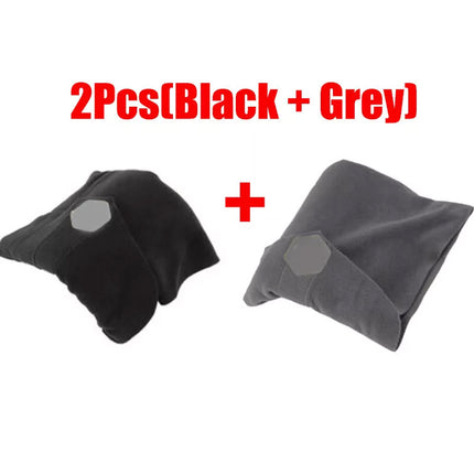2Pcs Pillow Portable Neck Collar Brace Soft Support Trip Rest Nap Black+Grey