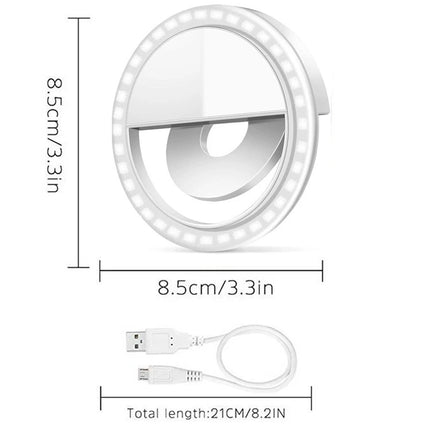 Clip on Selfie LED Flash Fill Light Camera Portable Rechargeable Ring