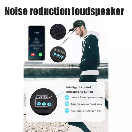 Wireless Smart Speaker Baseball Cap for Men Women Outdoor Sports Fitness Hat （Black）