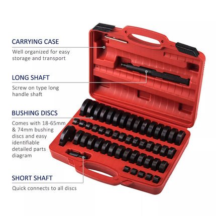52Pc Custom Bushing Bearing Seal Driver Push Press Disc Tool Set 18mm-65mm