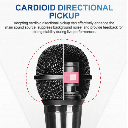 Handheld Wired Microphone Cardioid Dynamic Vocal Mic with 3M Cable for Karaoke