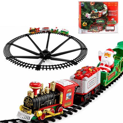 Battery Operated Toy Train With Light & Sound Around Christmas Tree Track Set Steam Train