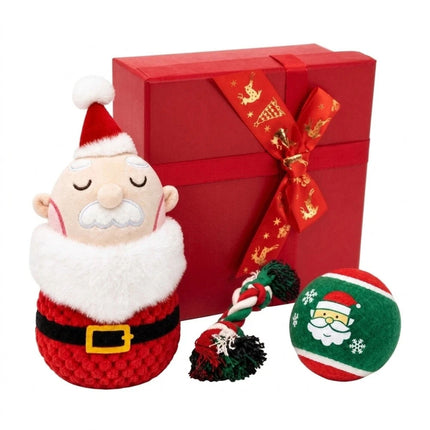 Christmas Dog Toy Set Durable Cotton Rope and Soft Plush Ball Chew Toys