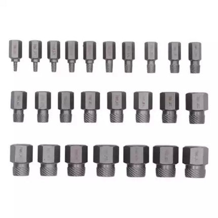 25-Piece Damaged Screw Extractor Set Multi-Spline Easy Out Broken Bolt Remover
