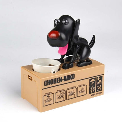 Electric Saving Money Case Dog Bank Robotic Coin Munching Toy Money Box Gift Black