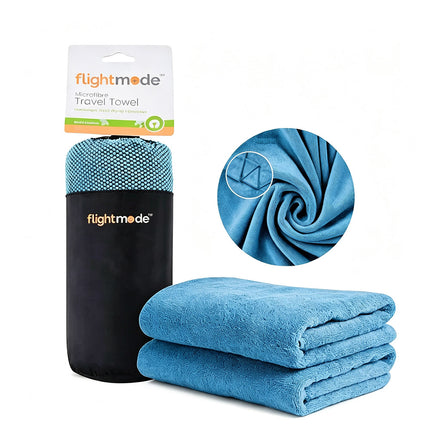 2 Pack Blue Large Microfiber Travel Towel, Sports Beach Towels, Ultra Absorbent Quick Dry