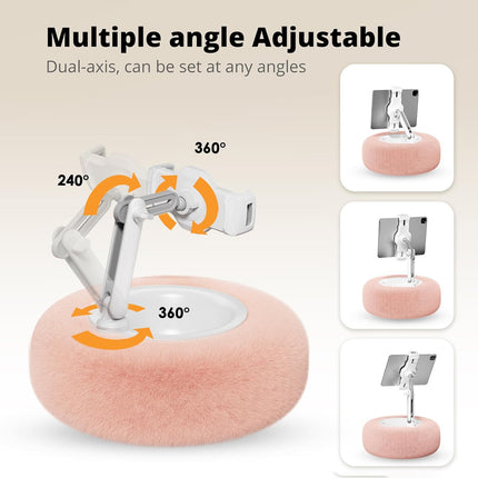 Fuzzy Bowl Phone Holder, Tablet Pillow Stand, Adjustable Phone Holder for Beds