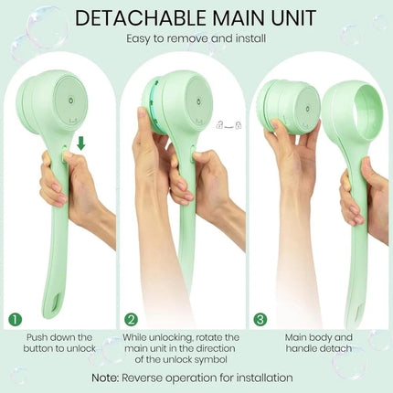Electric Body Brush Back Scrubber Dual Handle Auto Spinning Waterproof Rotating