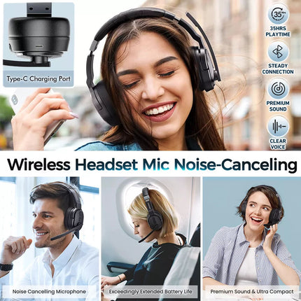 Removable Trucker Driver Headphone Over Ear Wireless Bluetooth Headset Mic