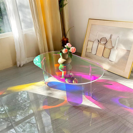 Gorgeous Iridescent Acrylic Side Table Cool Rainbow Coffee Table Home Art Decor