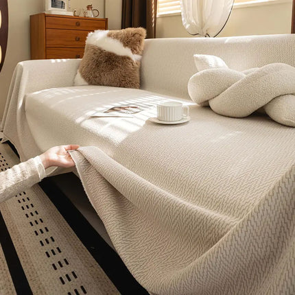 Chenille Retro American Sofa Towel Cover Throw Rug Couch Lounge Cloth Decor (Beige 180*230cm)