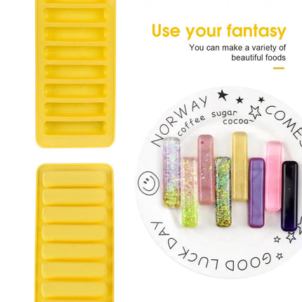 2 xSilicone Chocolate Baking Mould Cookie Finger Shaped Molds Ice Tray Long Strips