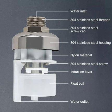 304 Stainless Steel Float Valve Automatic Water Level Controller Home Kitchen 4 point side water inlet