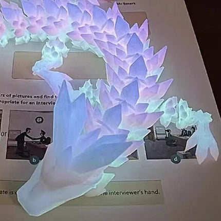 45CM Glow in the Dark 3D Printed Articulated Crystal Dragon Fidget Toy Desk Car Decor