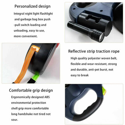 360°Retractable Retractable Traction Walking Lead Leash Tangle Dual Doggie 2 Dog