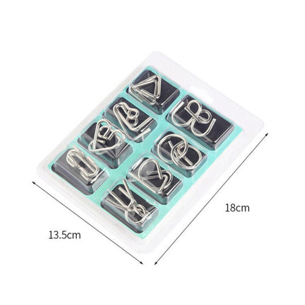48Pcs(2A+2B+2C) Classic IQ Metal Puzzle Brain Teaser Disentanglement Wire Puzzles Game Toy