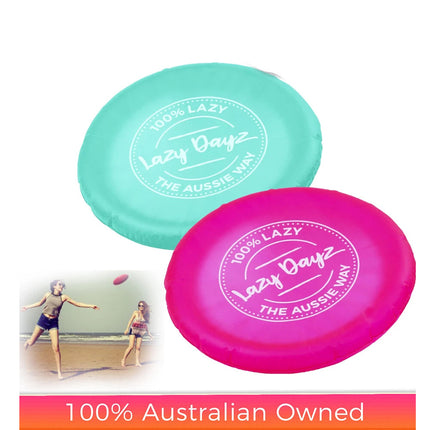 Inflatable Frisbee Game Flying Disc Flying Beach Pool Outdoor Game LazyDayz Pink+Teal