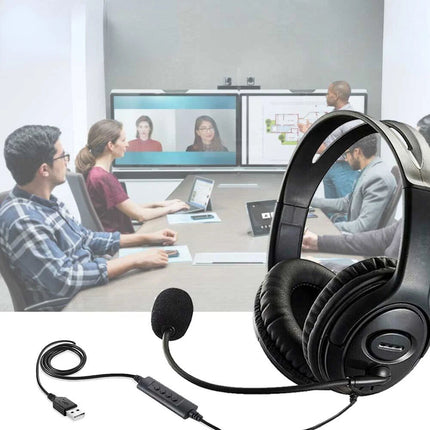 USB Wired Headphone Headset Noise Cancelling With Microphone For Computer Laptop