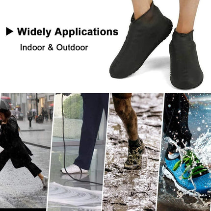 Shoe Cover Waterproof Silicone Non-Slip Rain Water Rubber Foot Boot Overshoe Black XL