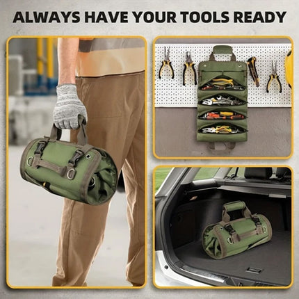 Big Pouch Tool Bag Large Wrench Roll Heavy Duty Bag Oxford Tool Roll Organizer Green