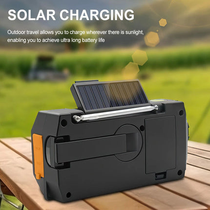 Emergency Wind Up Solar Radio Hand Crank Power Bank FMAM Charger Torch 4000mAh