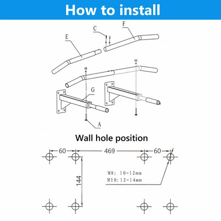 Chin Up Strength Training Horizontal Bars Exercise Wall Mounted Pull Up Bar