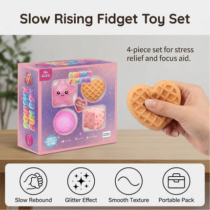 4 Pieces Sensory Toy Assortment Safe Stress Relief Toy Set Kawaii for School