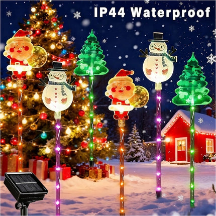 6PCS Solar Star Snowflake Lawn Stake Lights for Christmas Outdoor Yard Decor