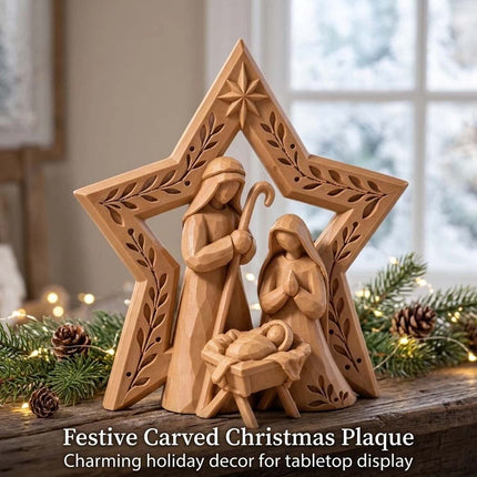Christmas Nativity Ornament, Holy Family Manger Scene with Bethlehem Star