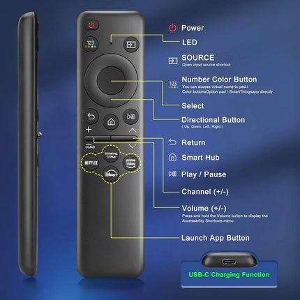 BN59-01432A BN59-01455E Replacement TV Remote for Samsung Solar Battery w/ Voice