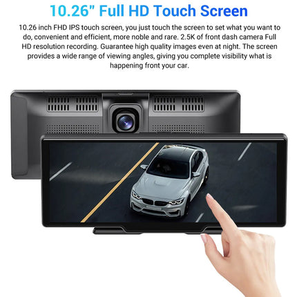 4K 10.26'' Touch Dash Camera Cam Dual Car Recorder for CarPlay Android Auto OZ