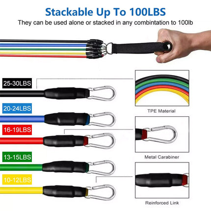 13X Yoga Strap Resistance Bands Fitness Workout Band Training Tube Exercise Tube