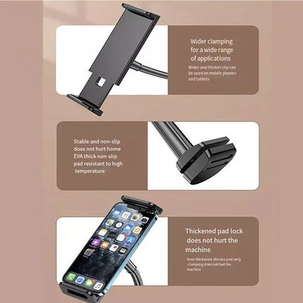 Mobile Phone Flexible 360° Clip Mount Stand Holder Bed Desktop Bracket Clamp Black