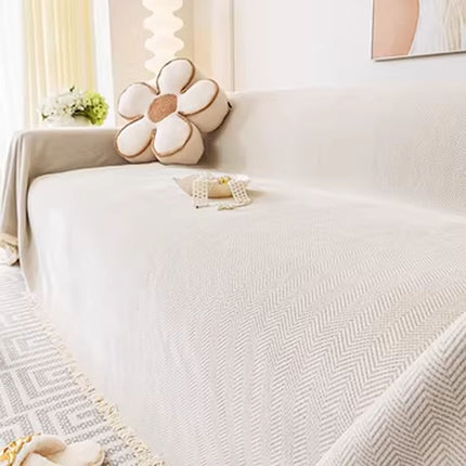 Chenille Retro American Sofa Towel Cover Throw Rug Couch Lounge Cloth Decor (Beige 180*230cm)