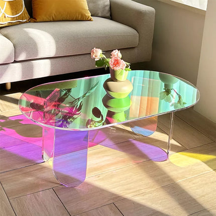 Gorgeous Iridescent Acrylic Side Table Cool Rainbow Coffee Table Home Art Decor