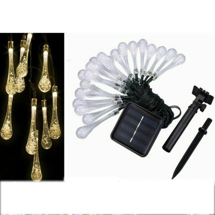 2X LED Solar Powered String Fairy Lights Raindrop Outdoor Garden Party Xmas Decor