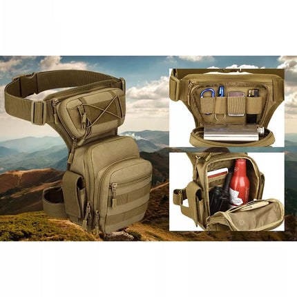 Men Drop Leg Bag Tactical Molle Thigh Waist Fanny Pack Hiking Cycling Outdoor