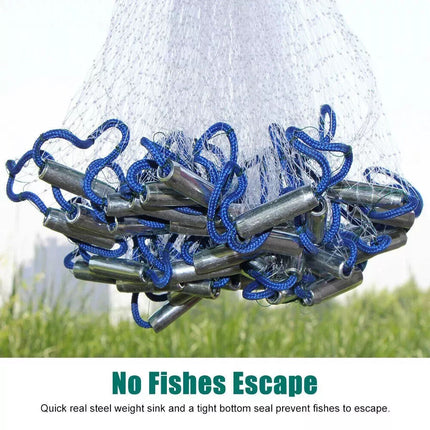 Durable Fishing Cast Net Bait Easy Throw Hand Cast Strong Tire Trap Mesh Line (3.6M/12FT)