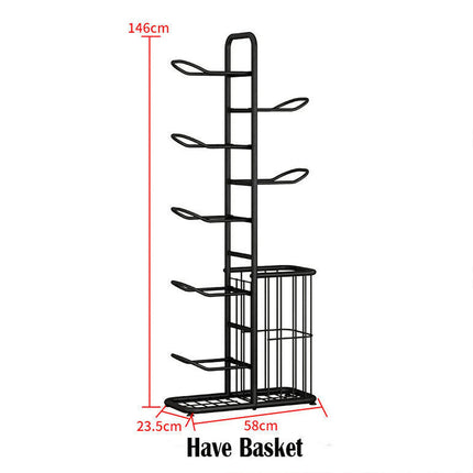 Basketball Ball Soccer Storage Rack Freestanding Sport Equipment Organizer With Basket